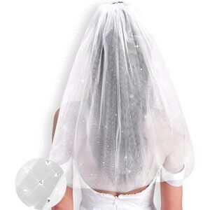 🆕Women White Bride To Be Embroidered Veil Bachelorette Party Veils Accessories